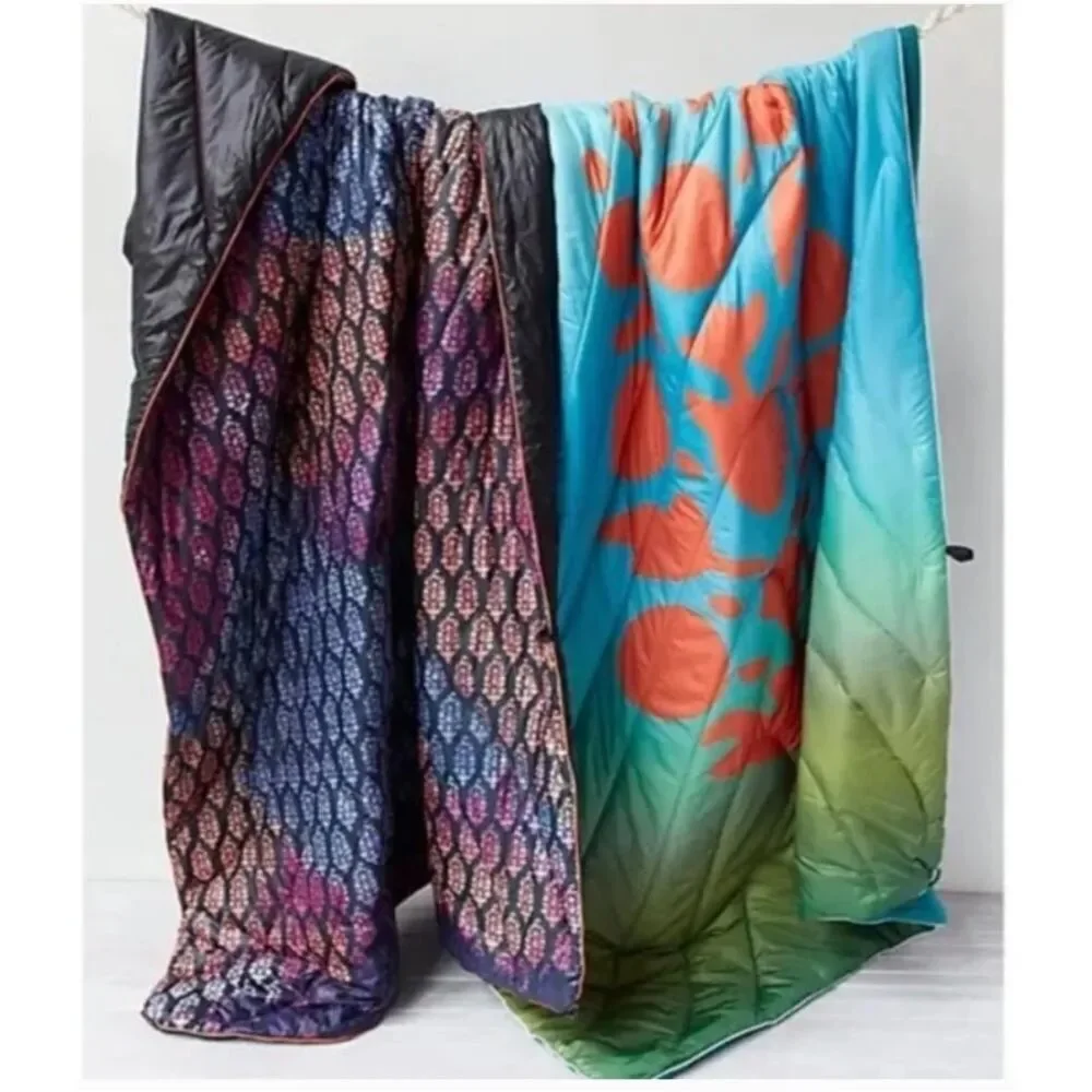 Free People Movement RUMPL Printed Puffy Blanket Logo NEW
